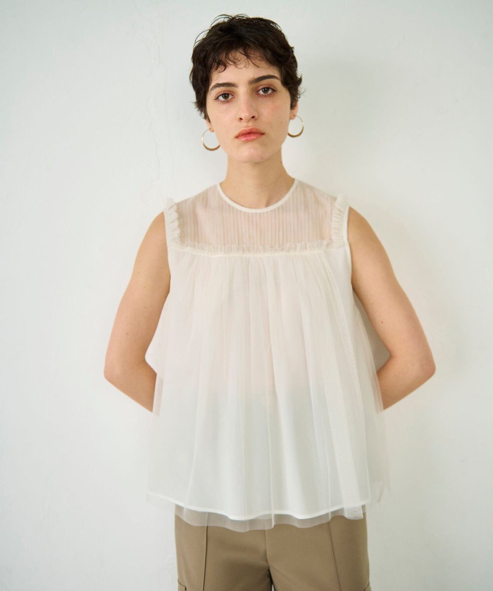 GRACE CONTINENTAL チュールノースリーブ トップ 