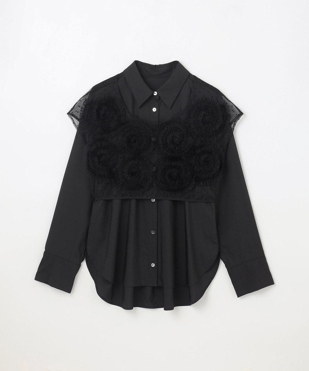 GRACE CONTINENTAL レイヤード刺繍シャツブラウス 