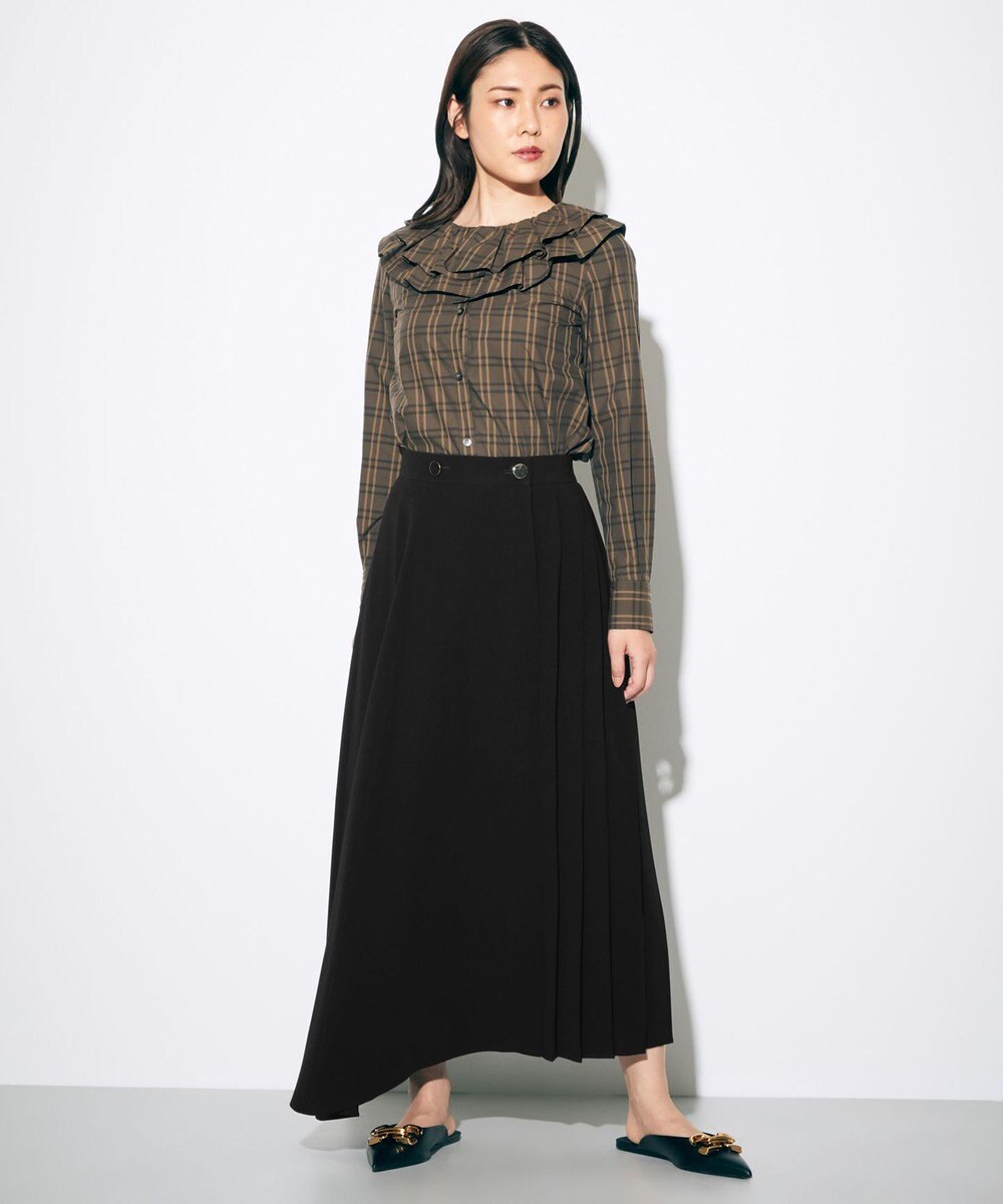 GRACE CONTINENTAL ラッフルカラーブラウス ブラウン
