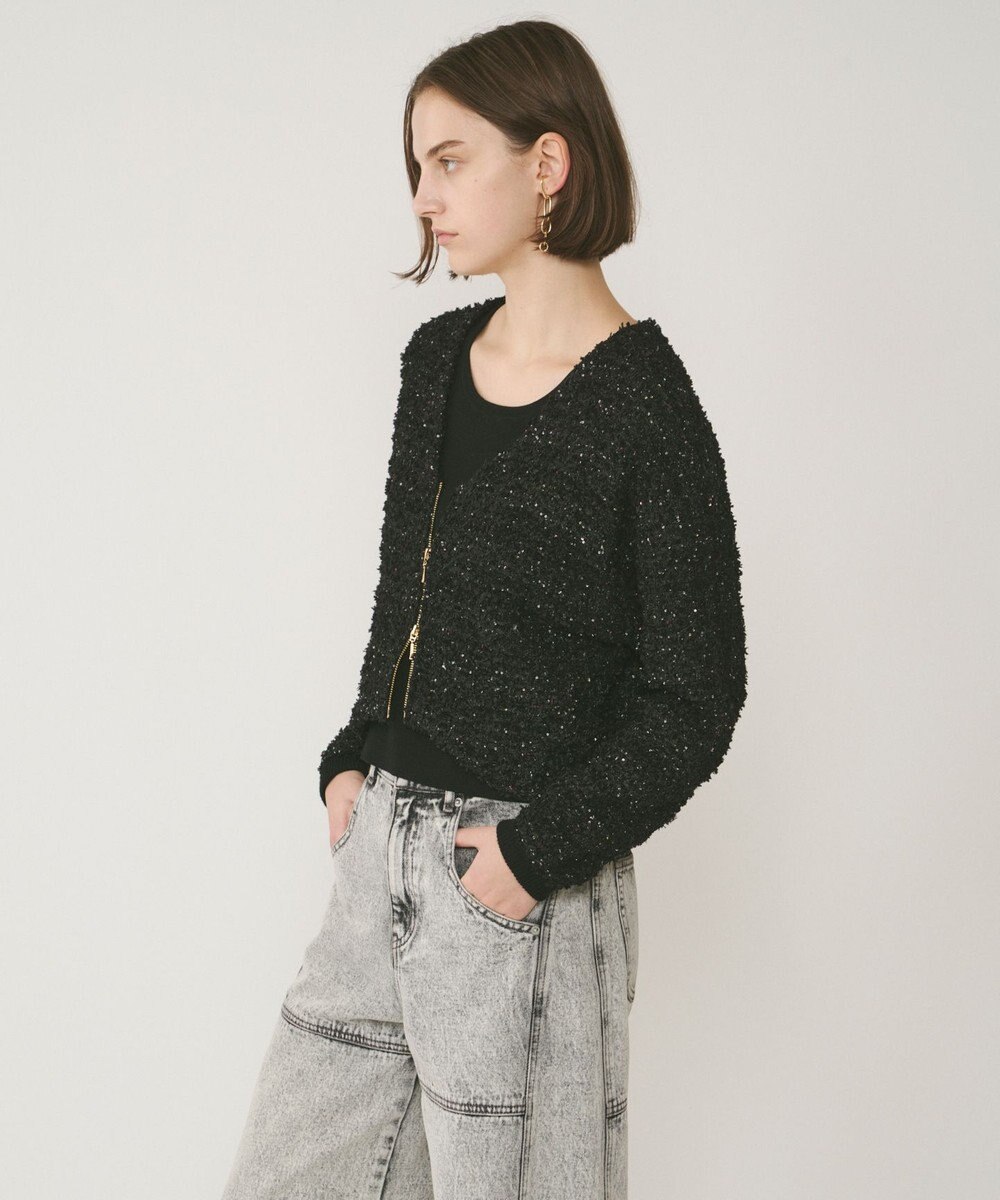 GRACE CONTINENTAL ツイードニットzipカーディガン