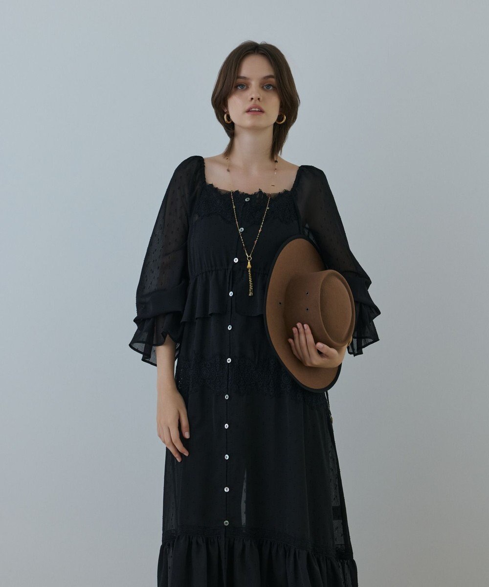 GRACE CONTINENTAL レースコンビカットジャガードワンピース 