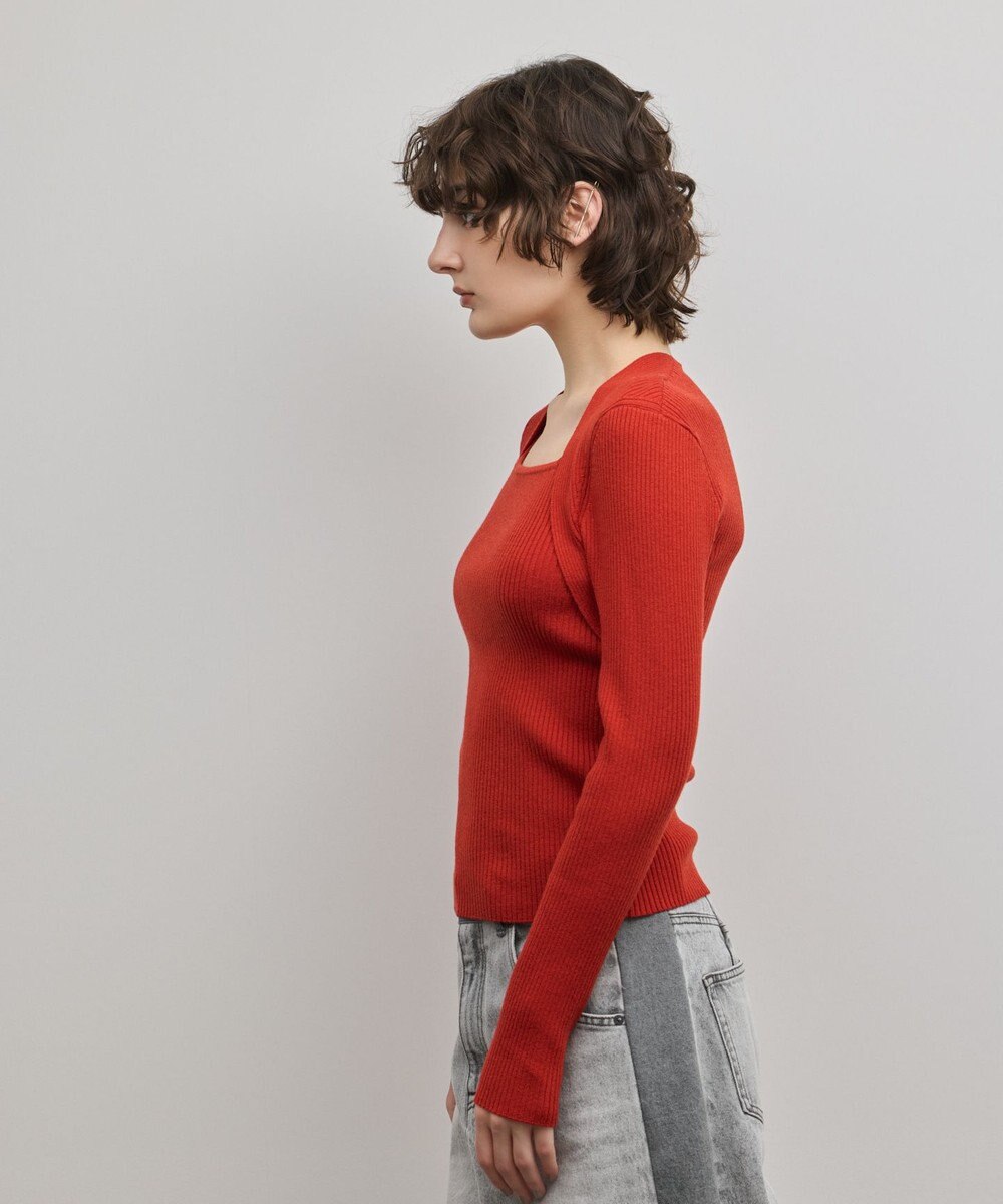 GRACE CONTINENTAL スクエアリブニットトップ 