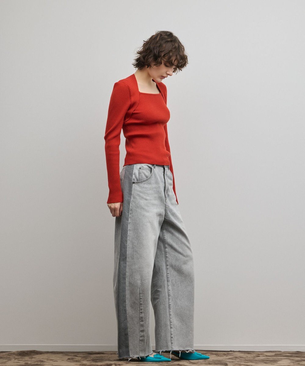 GRACE CONTINENTAL スクエアリブニットトップ 