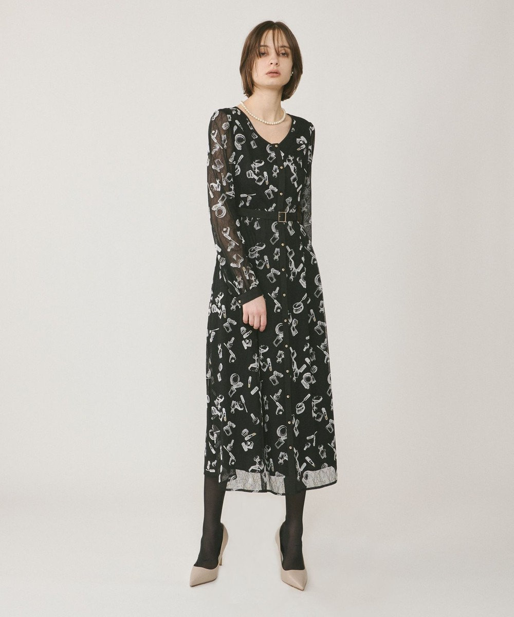 GRACE CONTINENTAL コスメフロッキープリントワンピース