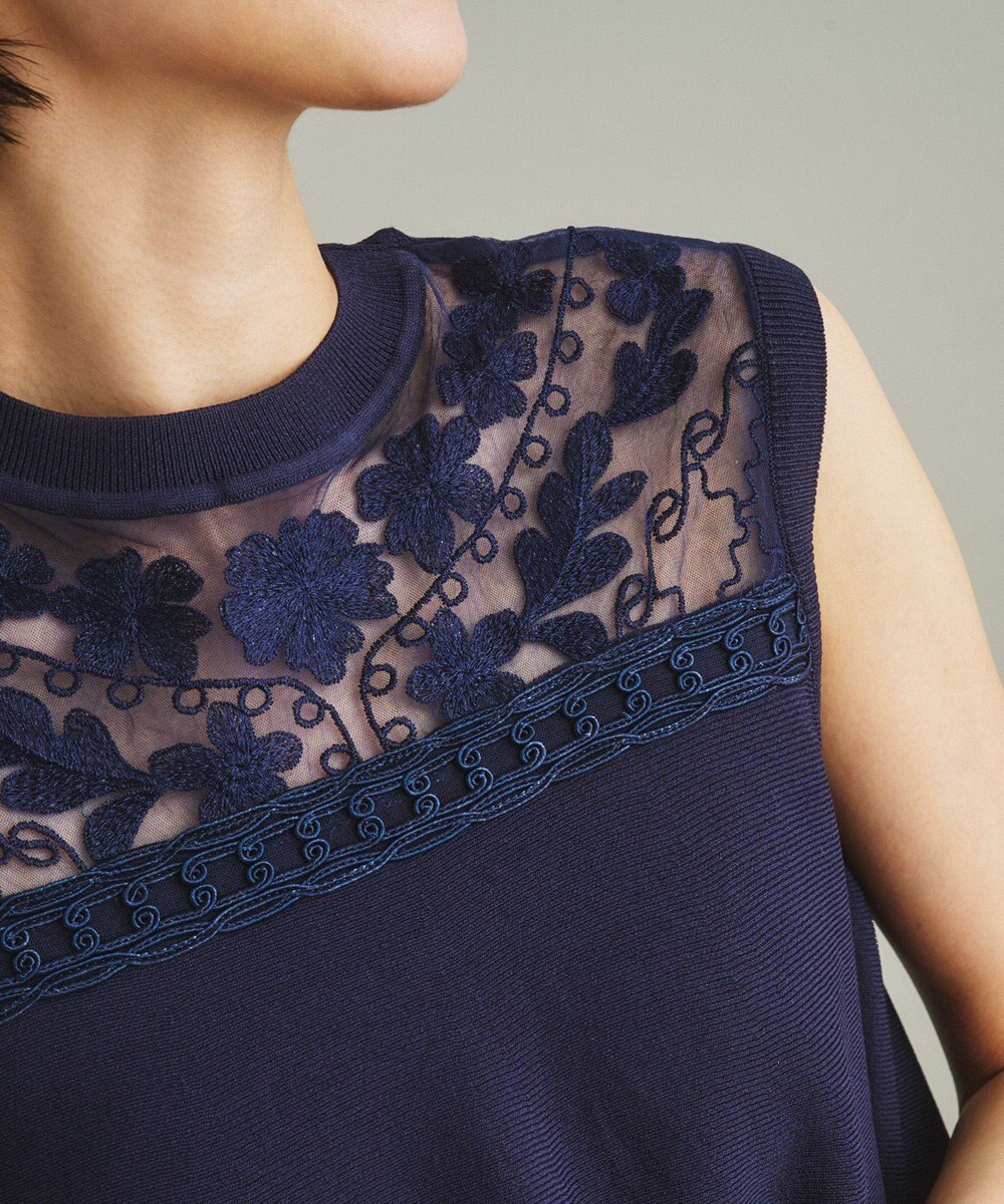 GRACE CONTINENTAL フラワーコードニットトップ 