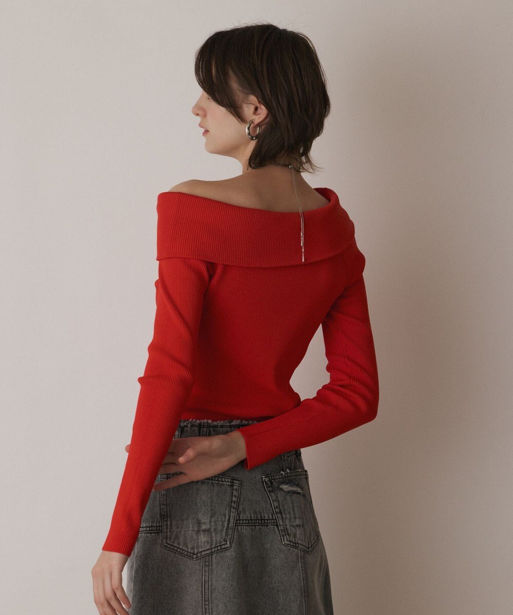 GRACE CONTINENTAL オフショルリブニットトップ