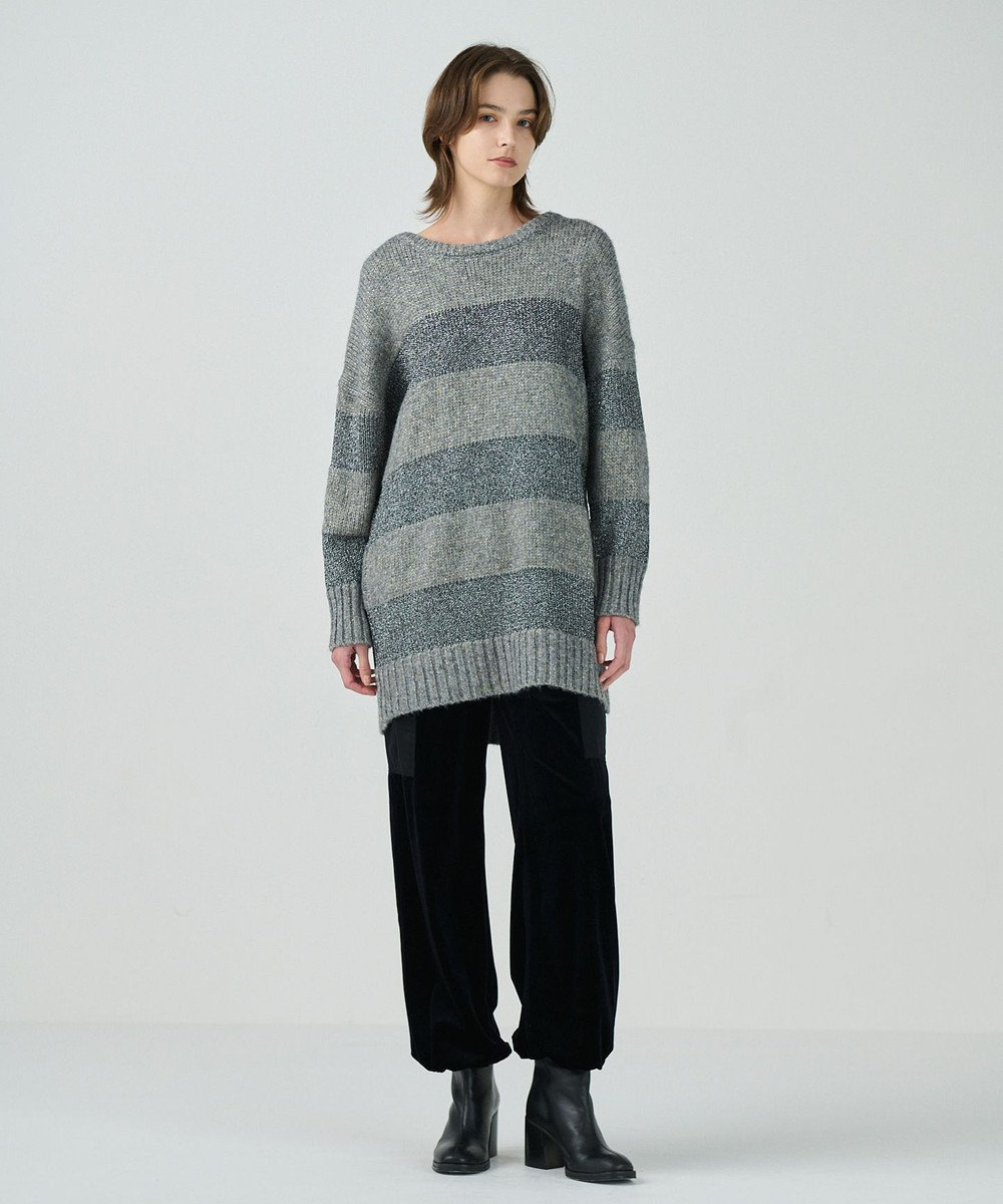 GRACE CONTINENTAL ラメボーダーニットトップ