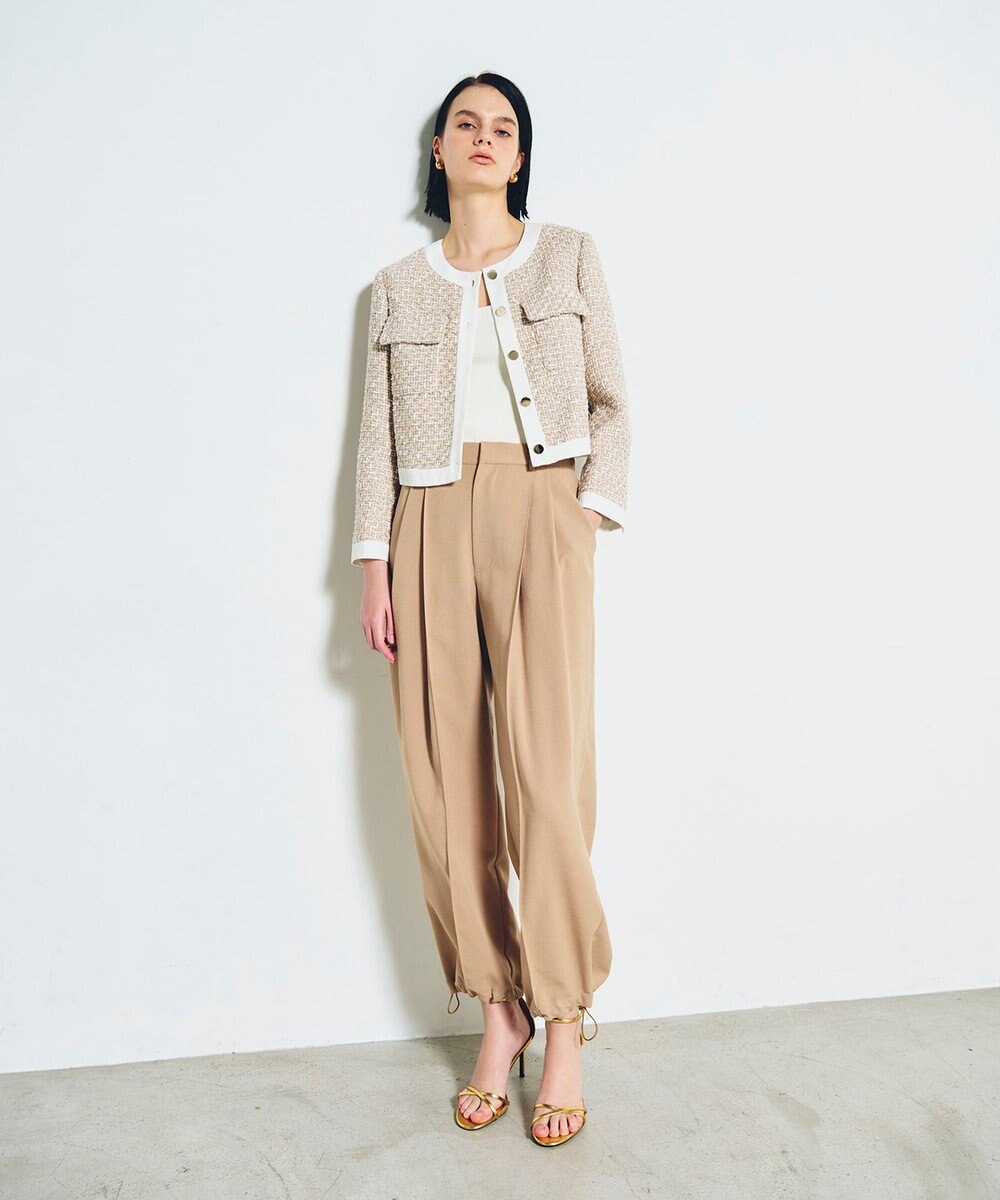 GRACE CONTINENTAL ストレッチスラブタックパンツ 