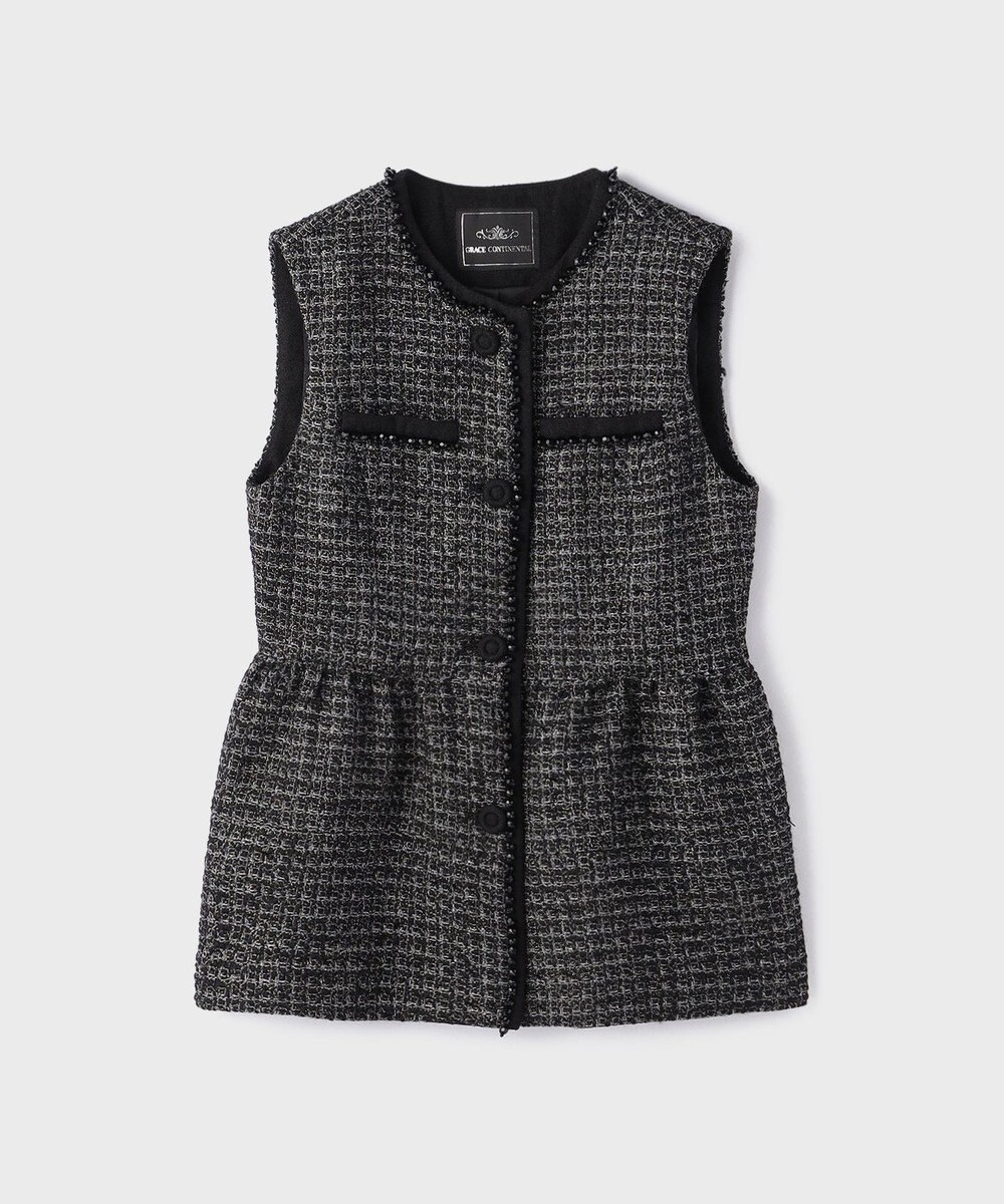 GRACE CONTINENTAL ツイードペプラムベスト 