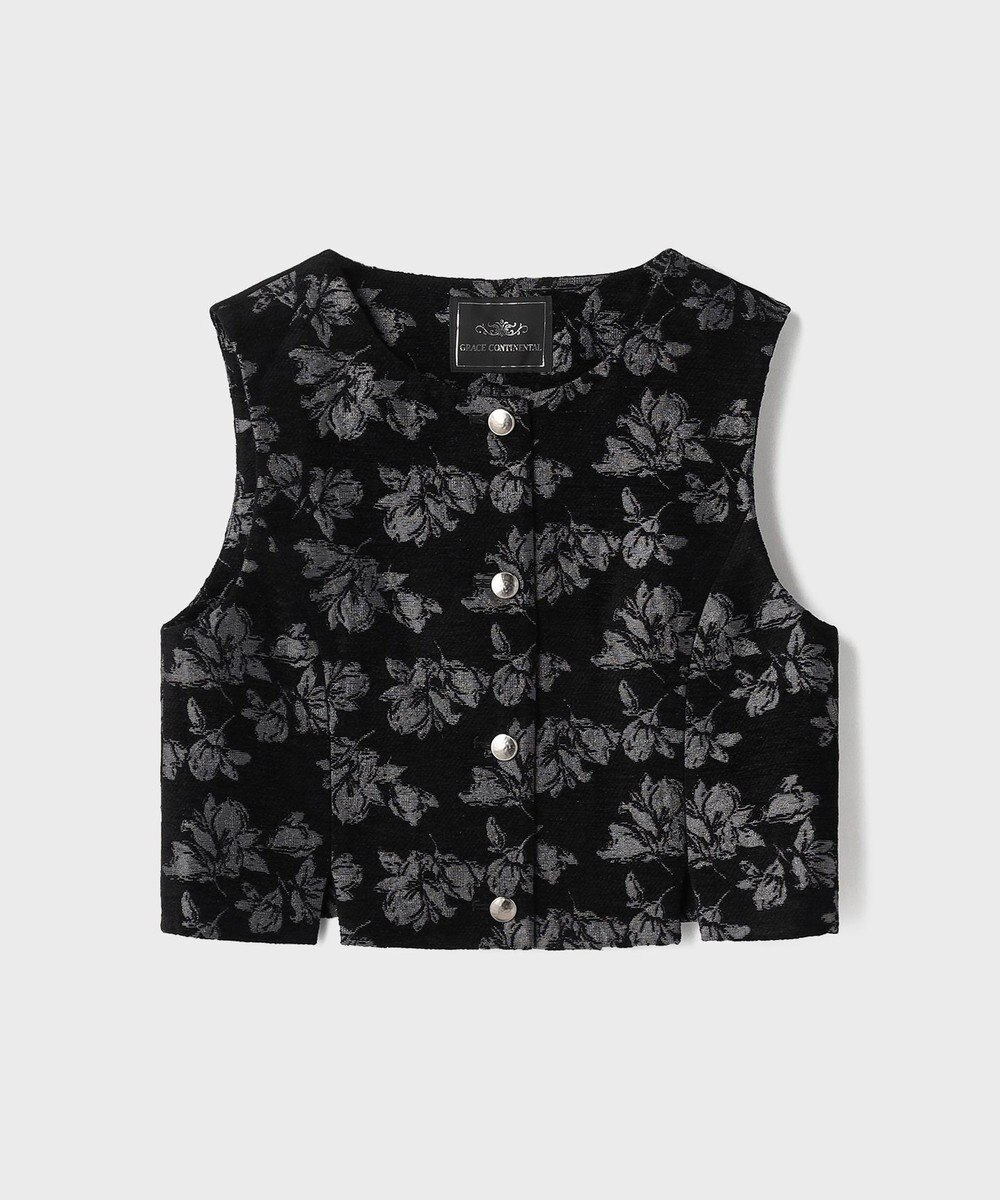GRACE CONTINENTAL ラメフラワージャガードベスト 