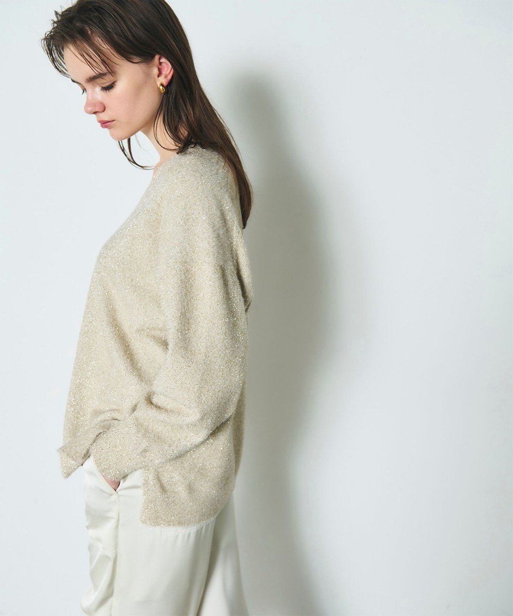GRACE CONTINENTAL ラメVネックニットトップ 