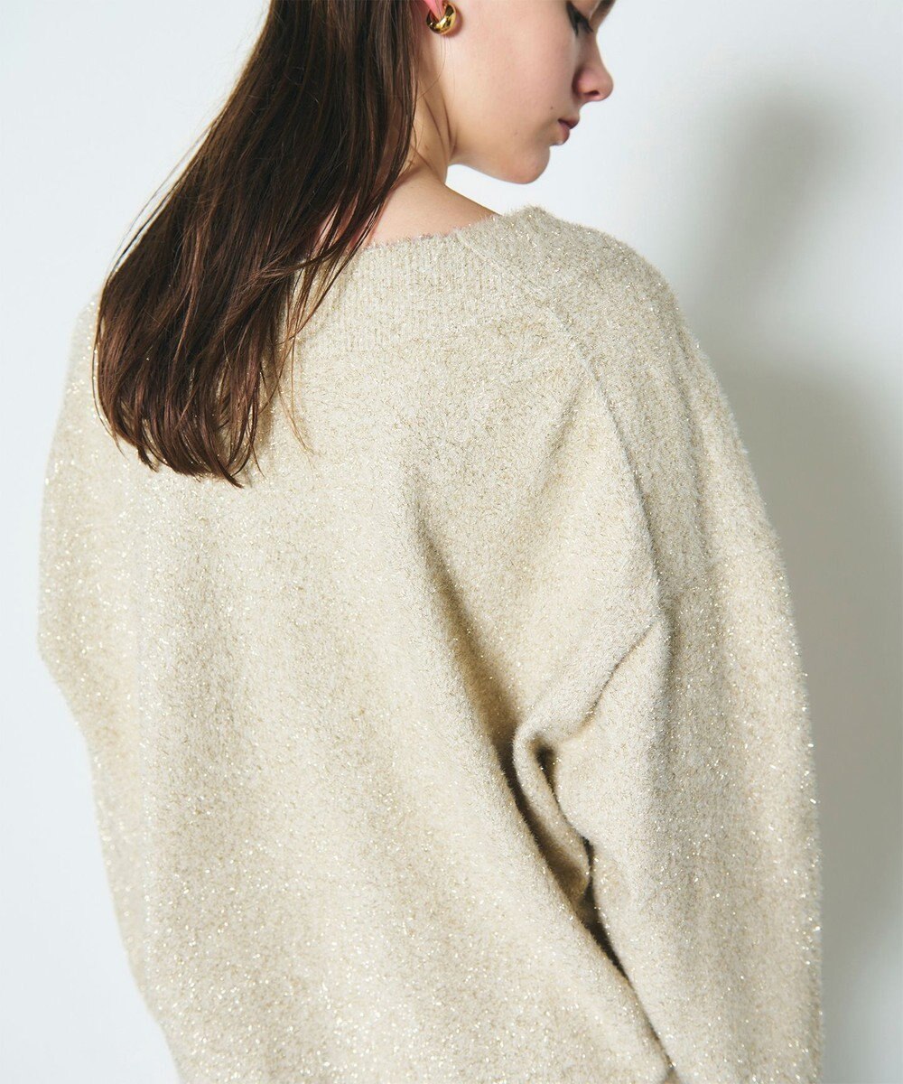 GRACE CONTINENTAL ラメVネックニットトップ 