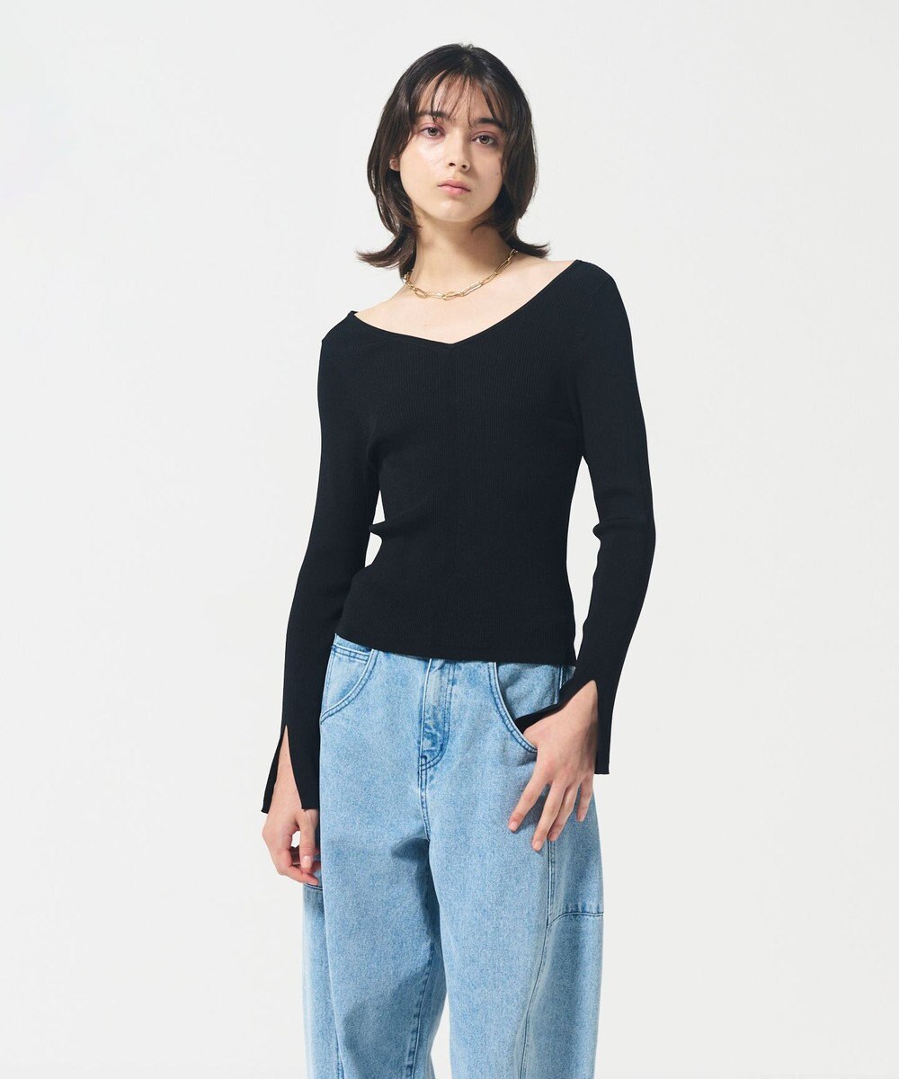 GRACE CONTINENTAL リブVネックニットトップ