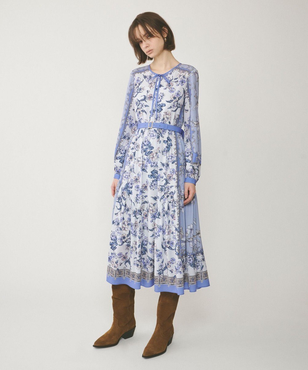 GRACE CONTINENTAL フラワーパネルプリントワンピース 
