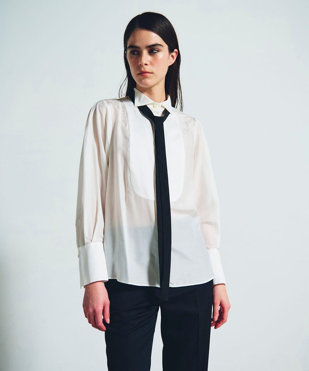 GRACE CONTINENTAL シルクコンビドレスシャツ 