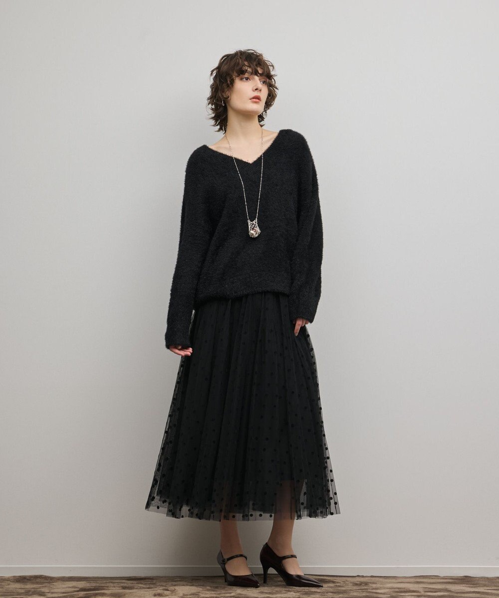 GRACE CONTINENTAL フロッキードットプリーツスカート 