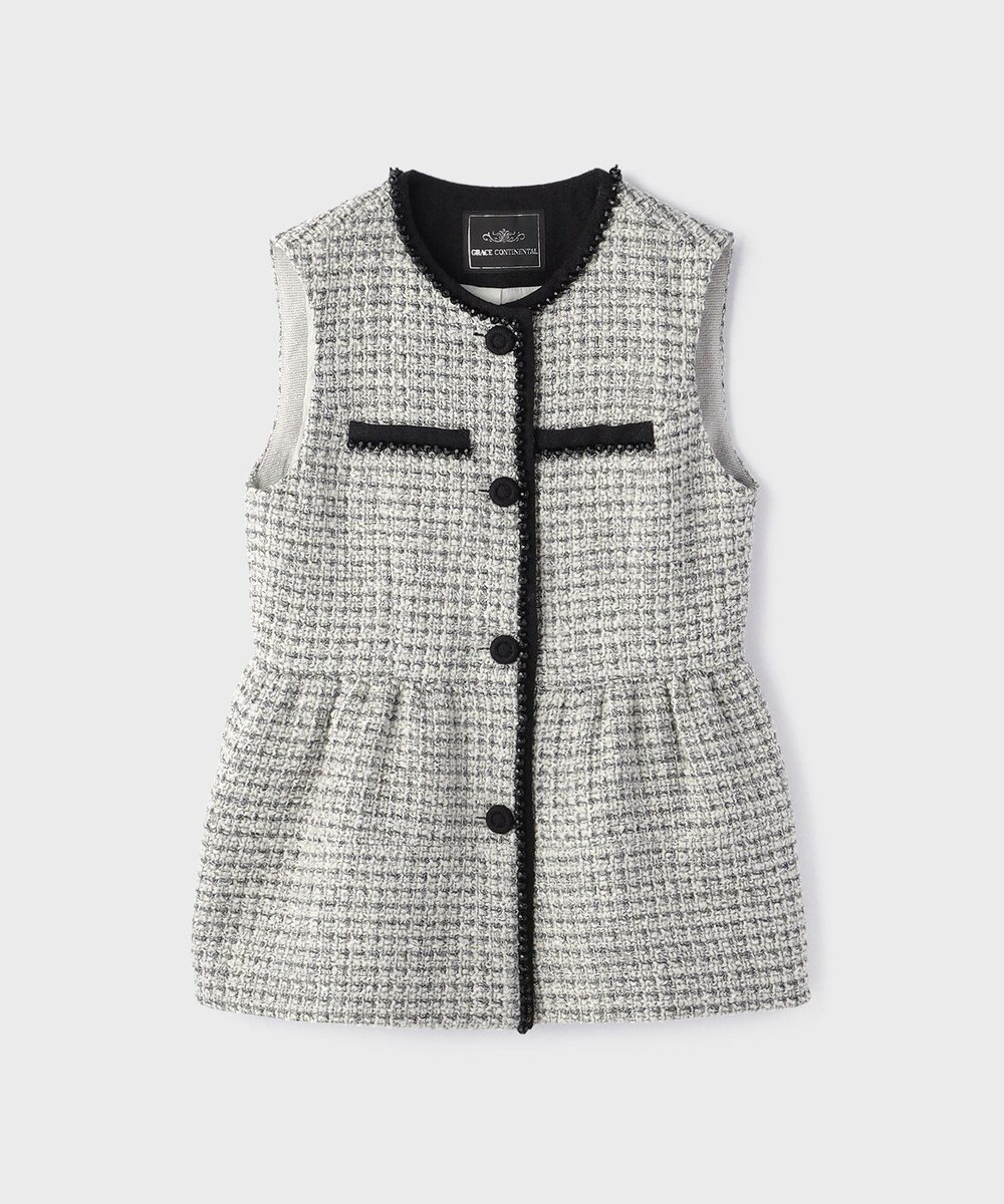 GRACE CONTINENTAL ツイードペプラムベスト 