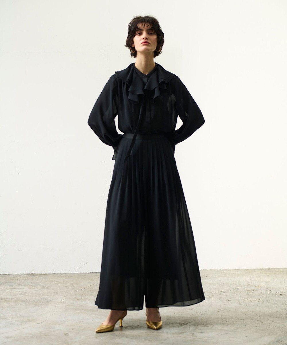 GRACE CONTINENTAL シアーラッフルカラーブラウス 