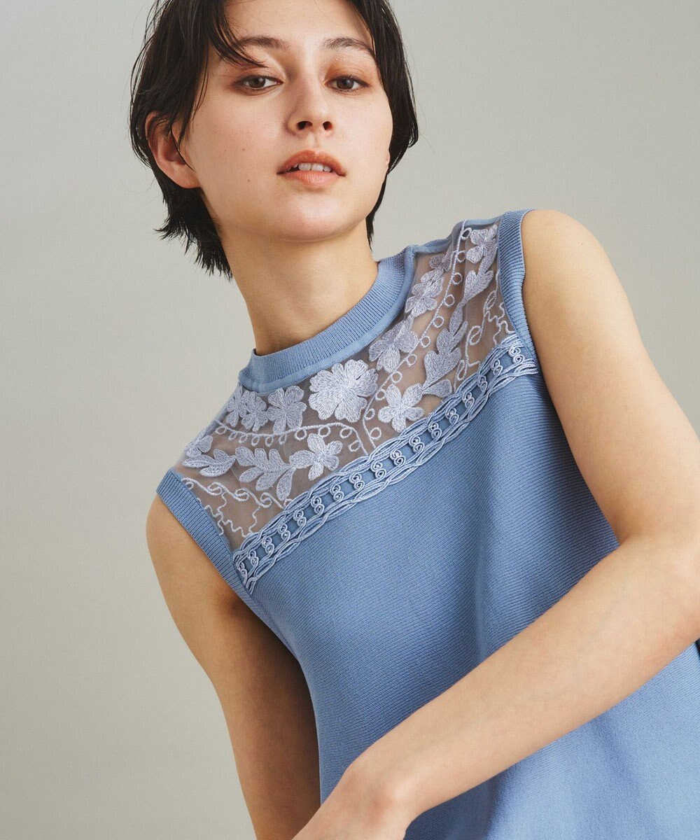 GRACE CONTINENTAL フラワーコードニットトップ 