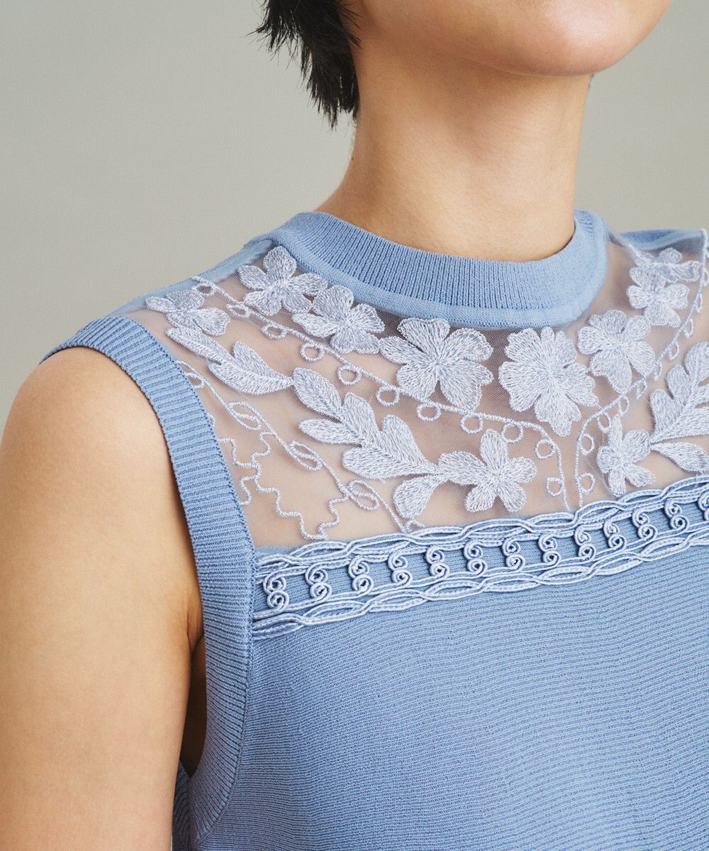 GRACE CONTINENTAL フラワーコードニットトップ 