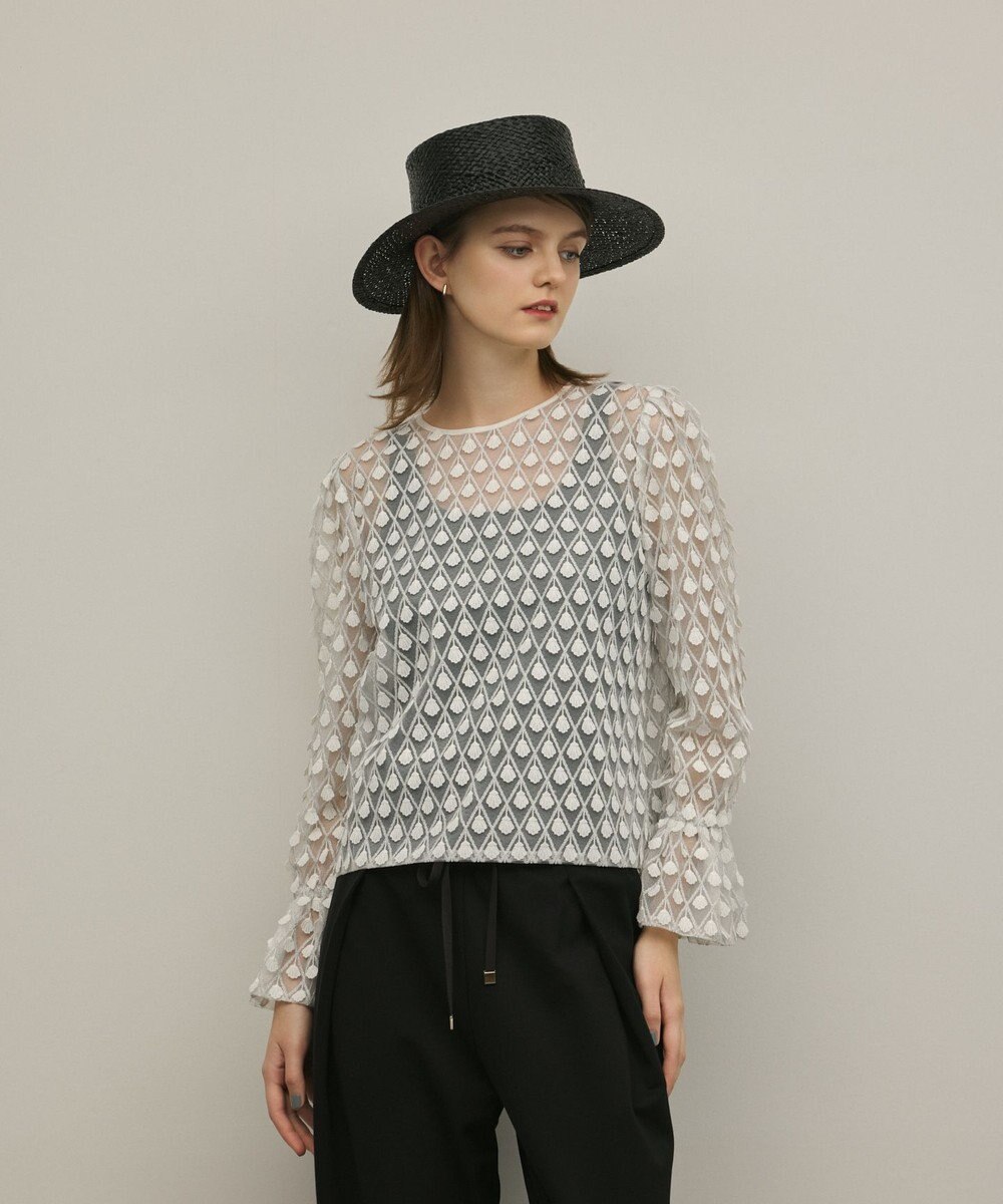 GRACE CONTINENTAL モチーフチュールブラウス 