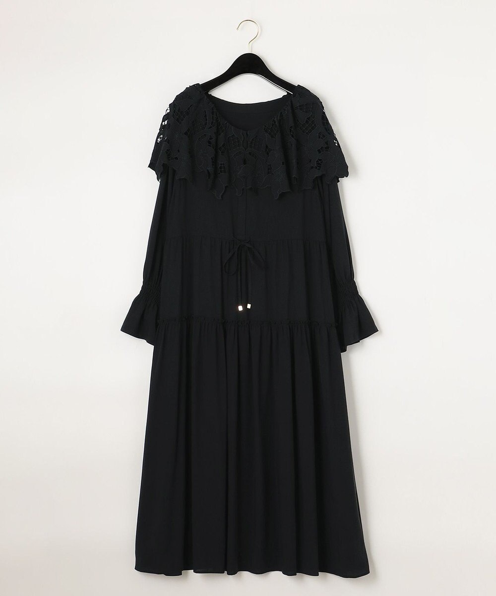 カットワークティアードワンピース, グリーン, 36