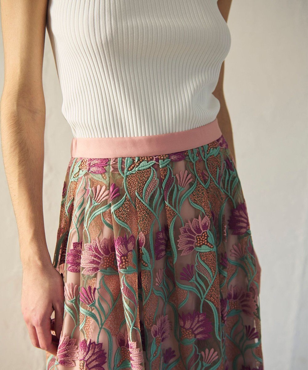 GRACE CONTINENTAL フラワー刺繍チュールスカート