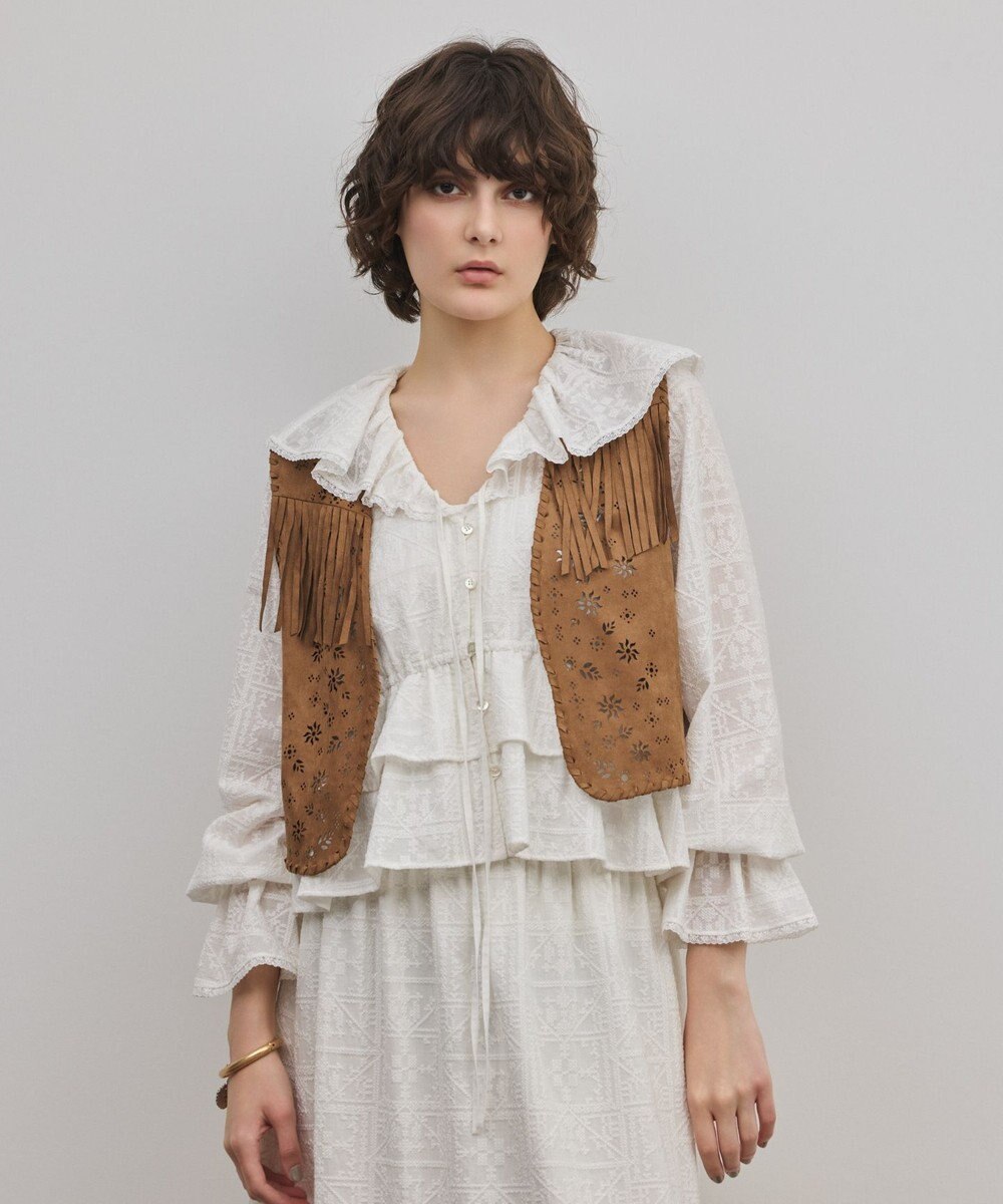 GRACE CONTINENTAL フェイクスウェードジレ 