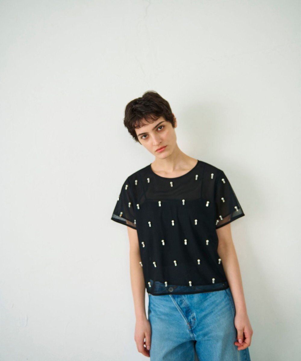 GRACE CONTINENTAL ビジューチュールトップ 