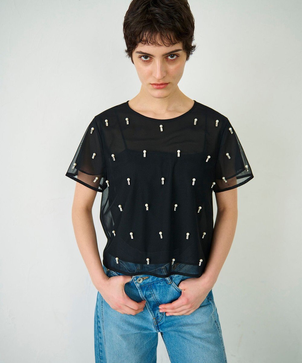 GRACE CONTINENTAL ビジューチュールトップ 