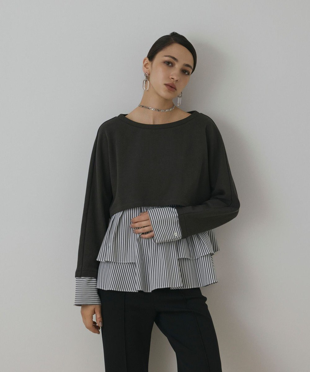 GRACE CONTINENTAL タックフリルヘムカットトップ 