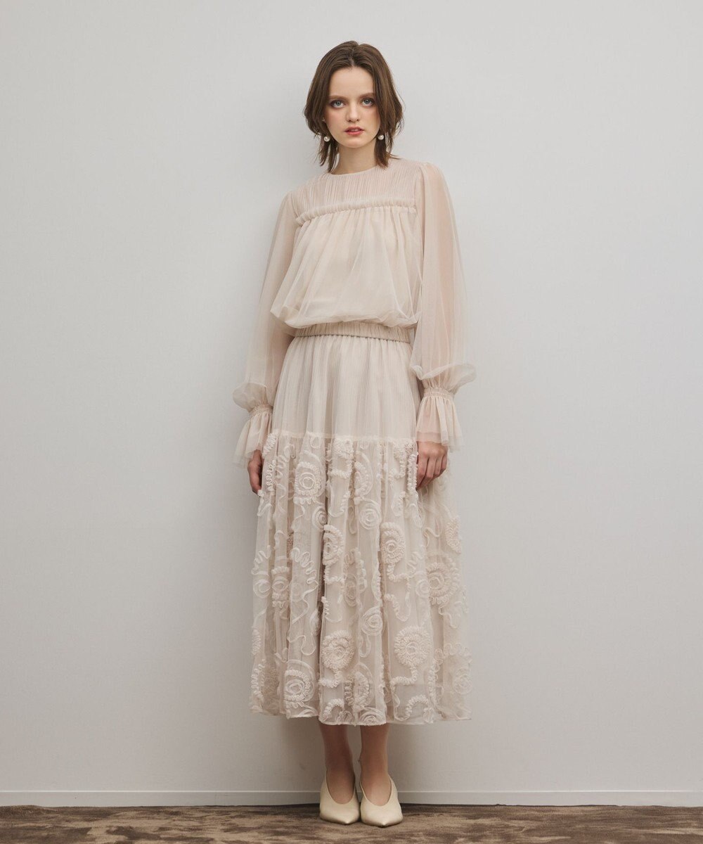 GRACE CONTINENTAL 刺繍チュールスカート 