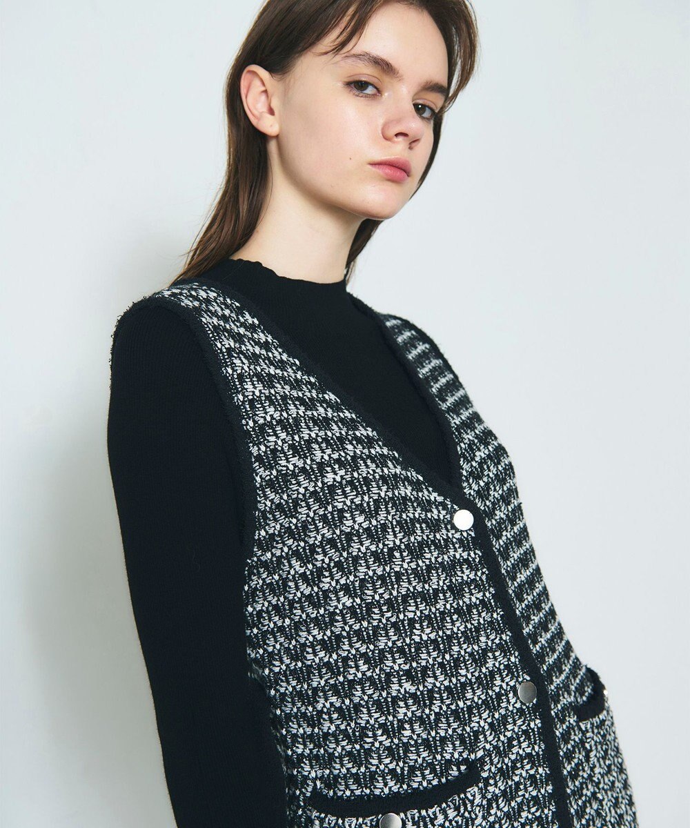 GRACE CONTINENTAL バイカラージャガードニットワンピース 