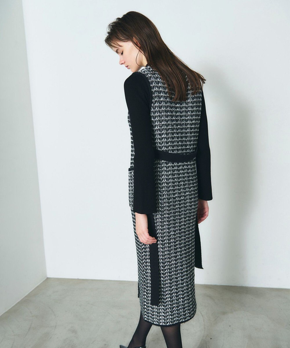 GRACE CONTINENTAL バイカラージャガードニットワンピース 