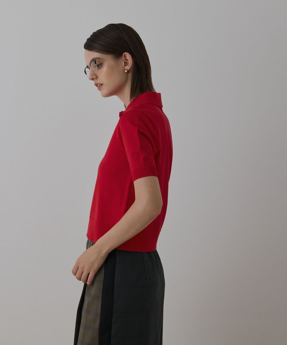 GRACE CONTINENTAL バイカラーポロニットトップ 