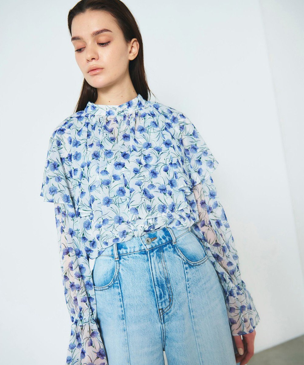 GRACE CONTINENTAL スモールフラワーケープトップ 