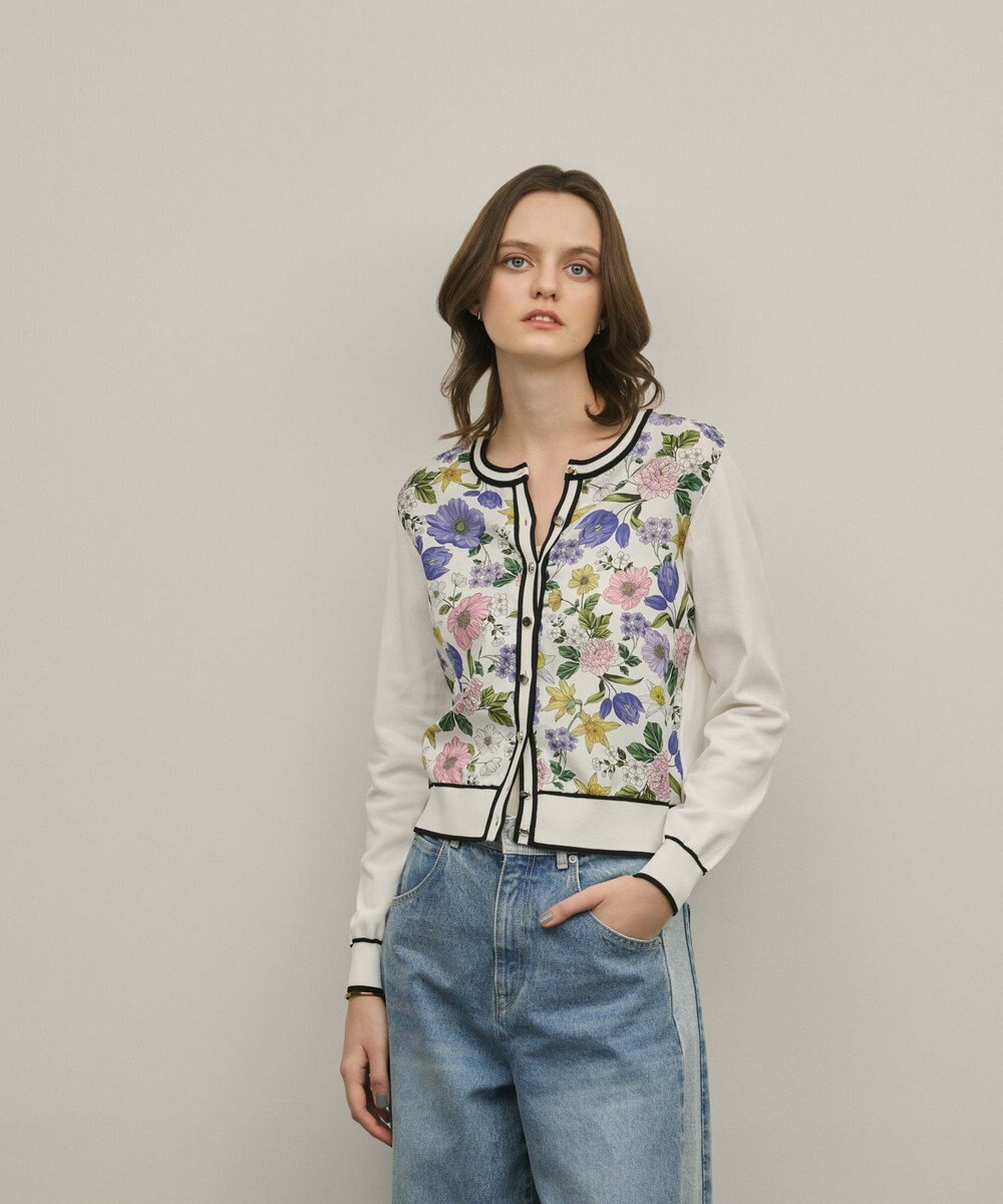 GRACE CONTINENTAL フラワープリントニットカーディガン 