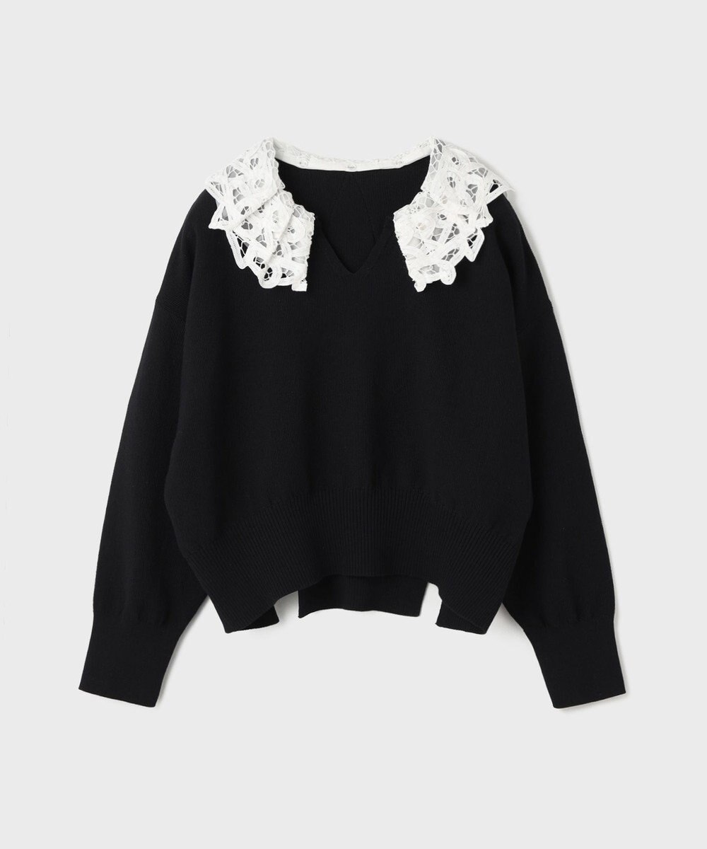 GRACE CONTINENTAL レースカラーニットトップ 