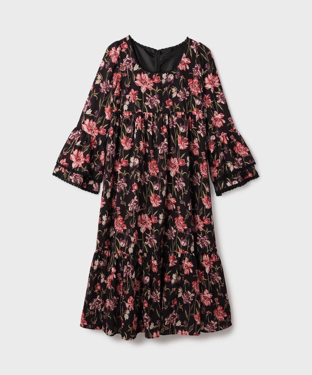 GRACE CONTINENTAL ボタニカルプリントティアードワンピース 