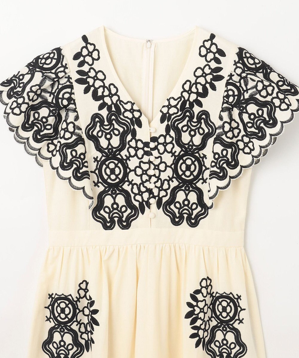 GRACE CONTINENTAL バイカラー刺繍コットンワンピース 