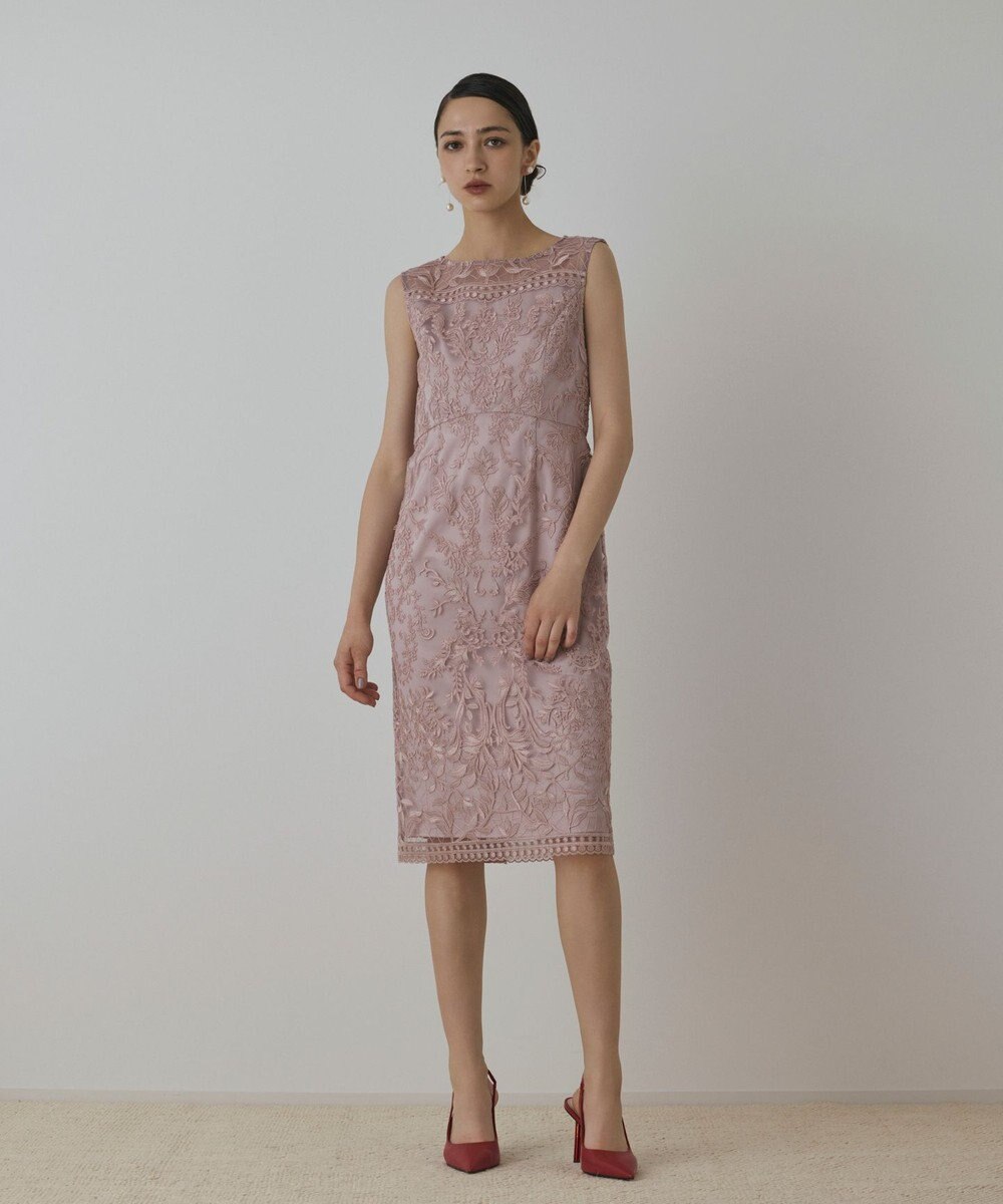 GRACE CONTINENTAL コ－ド刺繍タイトドレス 