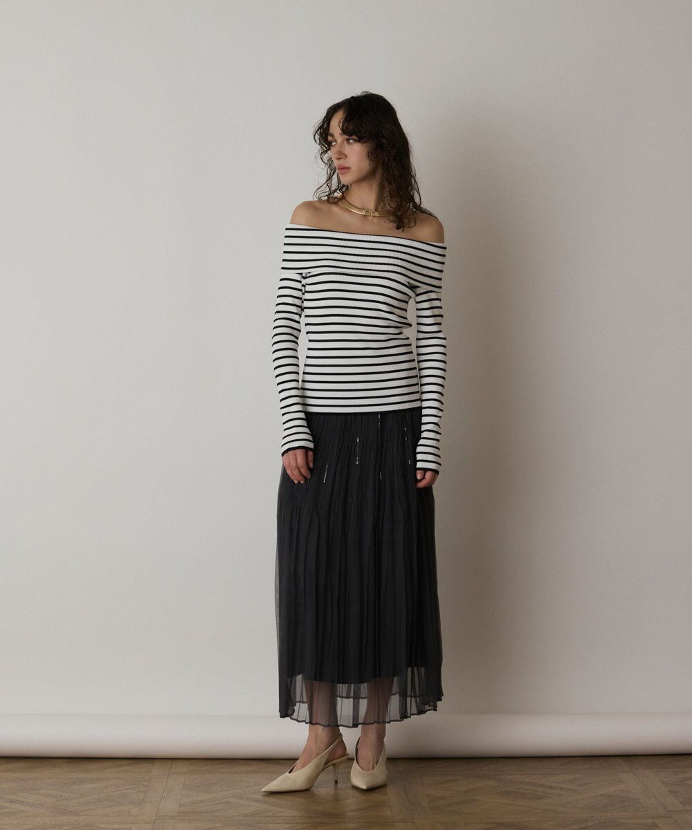 GRACE CONTINENTAL オフショルリブニットトップ