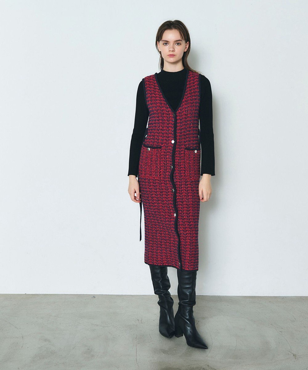 GRACE CONTINENTAL バイカラージャガードニットワンピース 