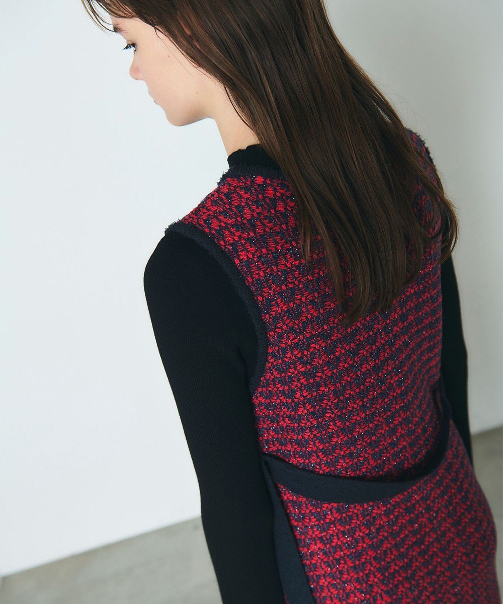 GRACE CONTINENTAL バイカラージャガードニットワンピース 