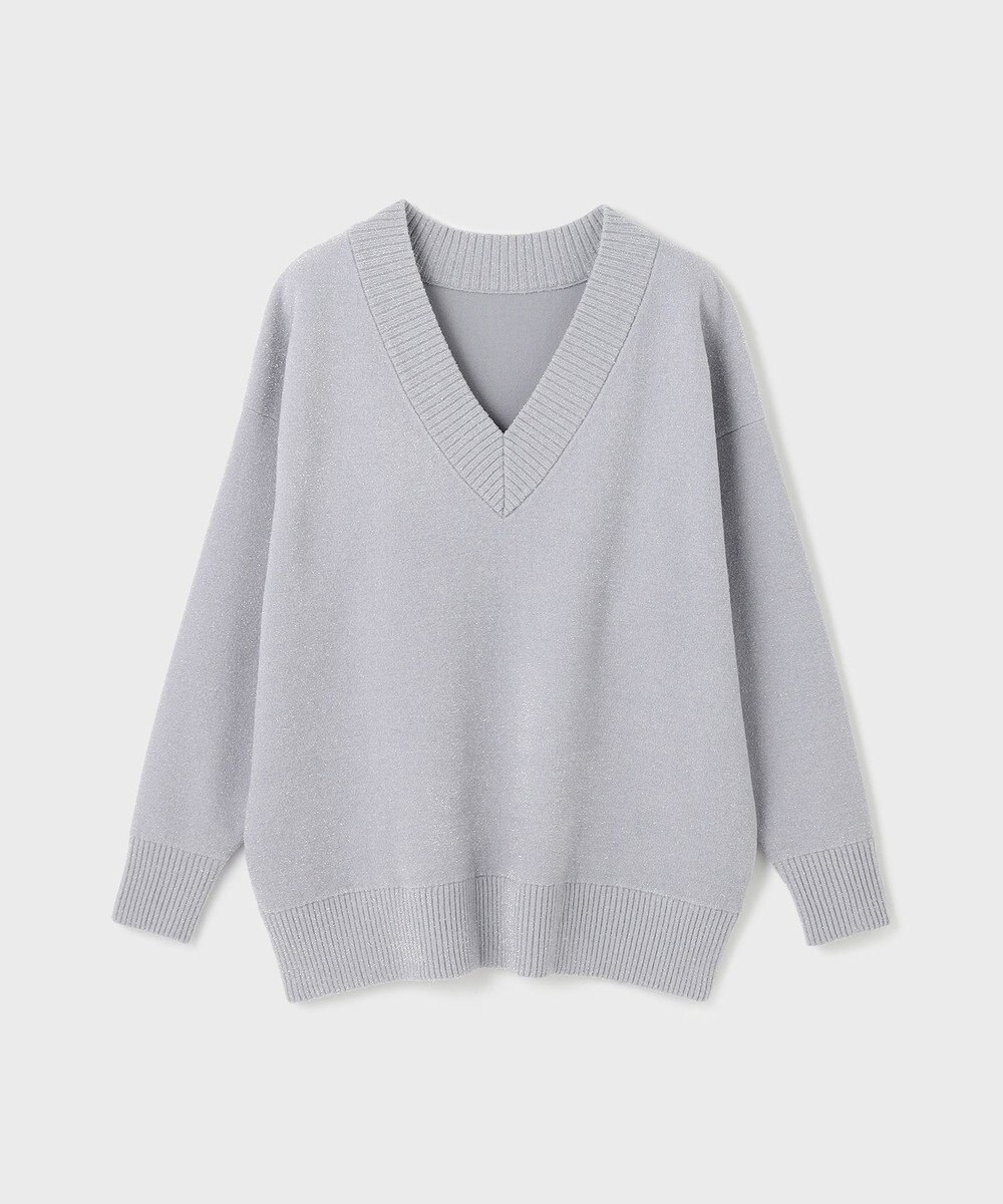 GRACE CONTINENTAL ラメVネックニットトップ 