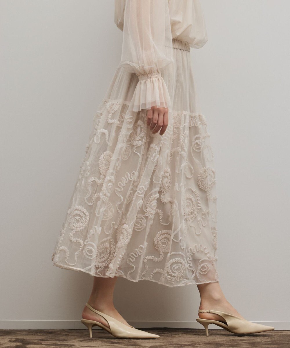 GRACE CONTINENTAL 刺繍チュールスカート 