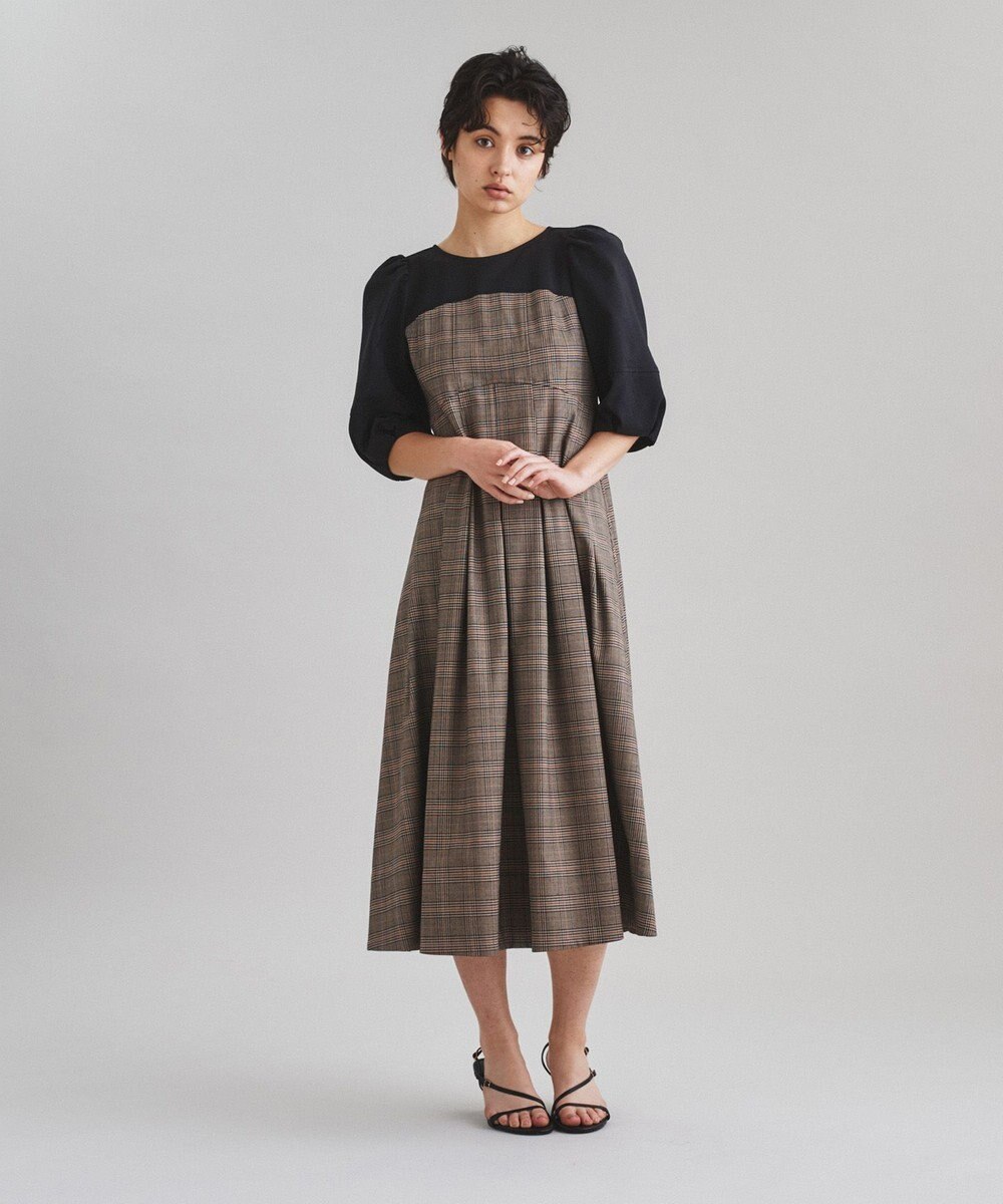 値札付きグレースコンチネンタルタックフレアチェックワンピースサイズ36