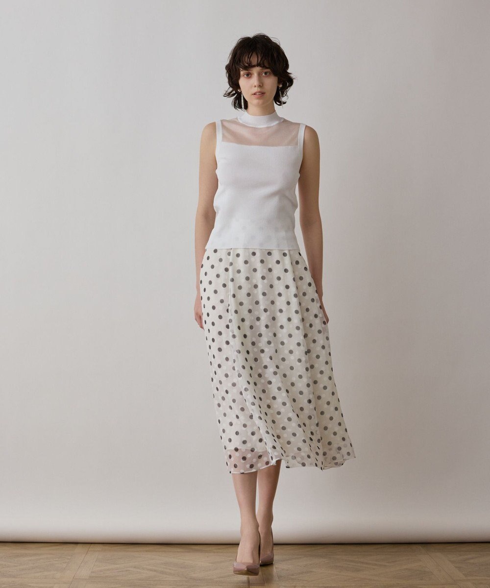 GRACE CONTINENTAL シアーグロスニットトップ ホワイト