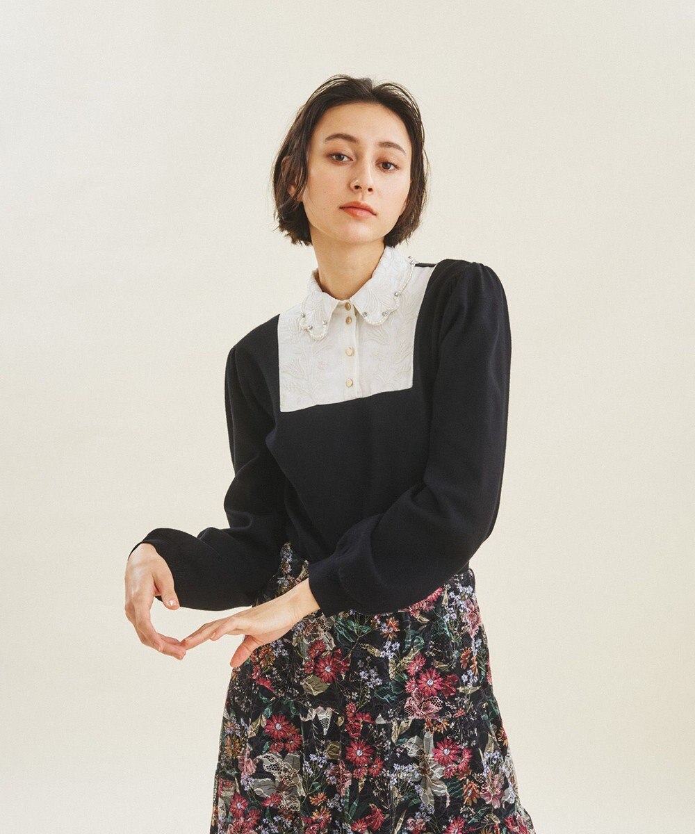 刺繍カラーニットトップ / GRACE CONTINENTAL | GRACE CONTINENTAL