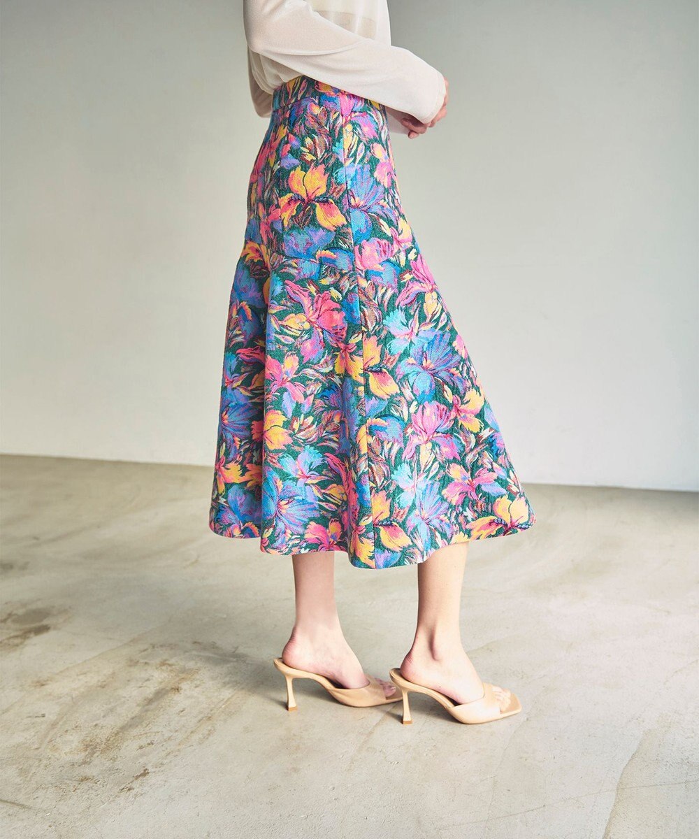 GRACE CONTINENTAL フラワージャガードフレアスカート 